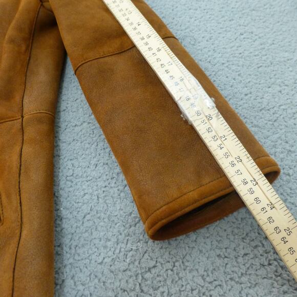 Moriano Spanish Merino Shearling Coat Mens 38 Brown Button Front - Picture 13 of 15